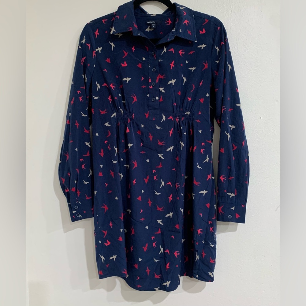 Gap Maternity Women's Navy Blue Birds Long Sleeve Legging Tunic Size Small